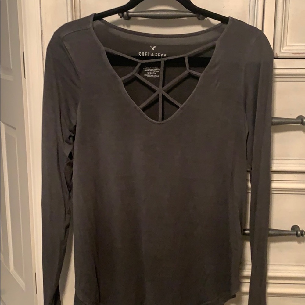 American Eagle soft and sexy long sleeve gray top